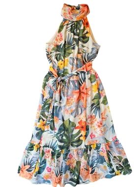 Eliza J Womans Dress 6 Tropical Floral Halter Maxi Formal Party Cottagecore